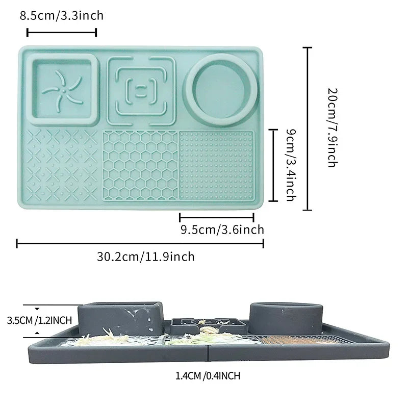 Dog Licking Pad with Suction Cup Food Grade Silicone Slow Feeding Mat Anti-Slip Lick Plate for Anxiety Relief Pet Supplies