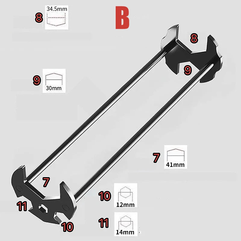 2pcs Multifunction Carbon Steel Sink Repair Wrench Sink Faucet Installer For Bathroom Kitchen