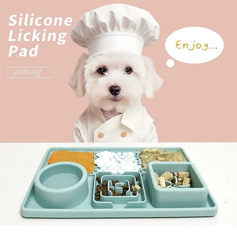 Dog Licking Pad with Suction Cup Food Grade Silicone Slow Feeding Mat Anti-Slip Lick Plate for Anxiety Relief Pet Supplies
