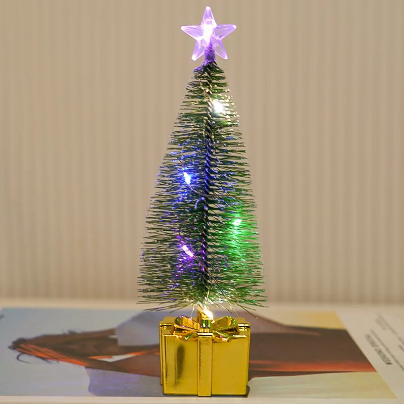 1/4pcs Luminous Mini Christmas Trees Beautiful Small Artificial Xmas Trees Desk Decorations Christmas Home Decorations