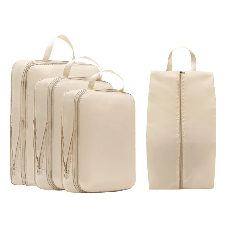 4Pcs/Set Travel Compression Packing Cubes Bag Portable Suitcase Clothes Organizers Waterproof Luggage Storage Cases Drawer Bags
