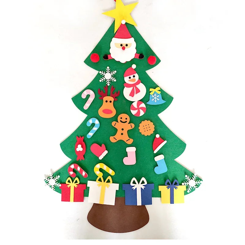 DIY Felt Christmas Tree for Toddler Feltpinetree Xmas with String Lights for Kids Montessori Toy Gift Home Decor Party Supplies