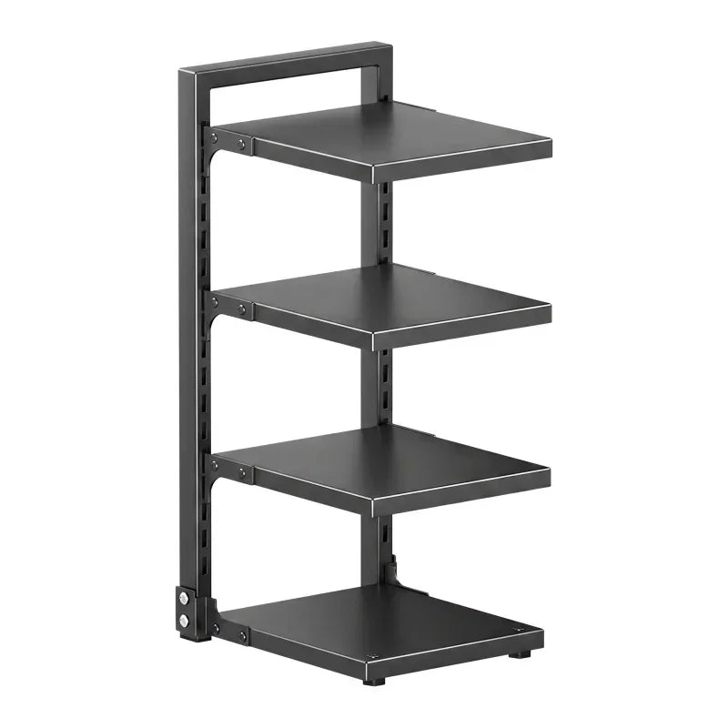 Multi Layer Under Sink Kitchen Storage Rack Adjustable Carbon Steel Floor Standing Pot Pan Organizer for Home Cookware