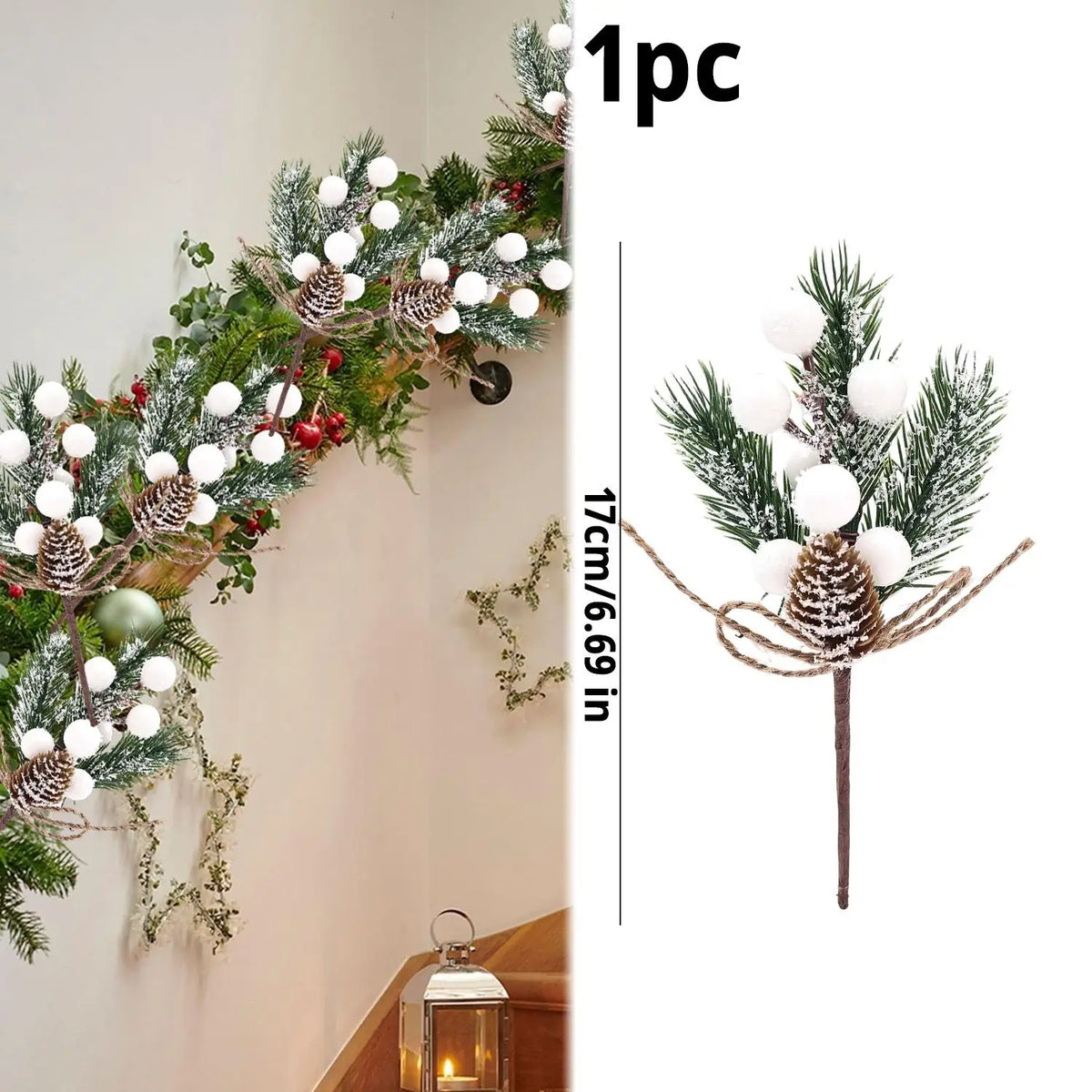 1/20x Snowflake Pine Cone Berry Branch Artificial Red Berry Pine Needle DIY Wreath Fake Flowers Home Party Christmas Decoration