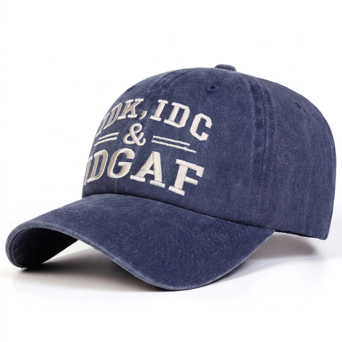 Unisex IDK IDC&IDGAF Letter Embroidery Washed Baseball Cap Spring Autumn Outdoor Adjustable Casual Hat Sunscreen Hat Sports Cap