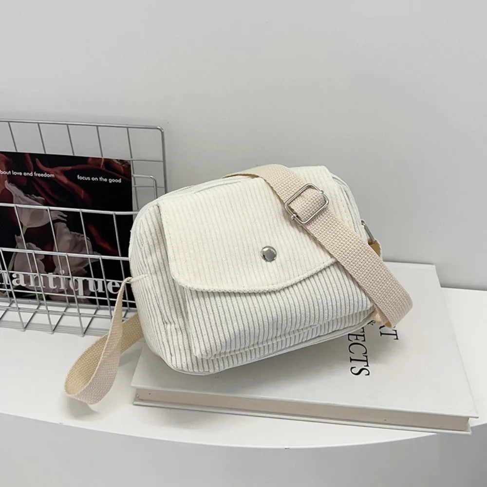 Corduroy Striped Crossbody Bag