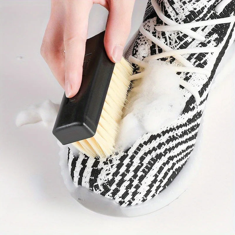 2pcs Dual-Strength Plastic Shoe Brush Set - Soft White Bristles & Firm Black Bristles  Versatile Shoe Care Tool for Home Use