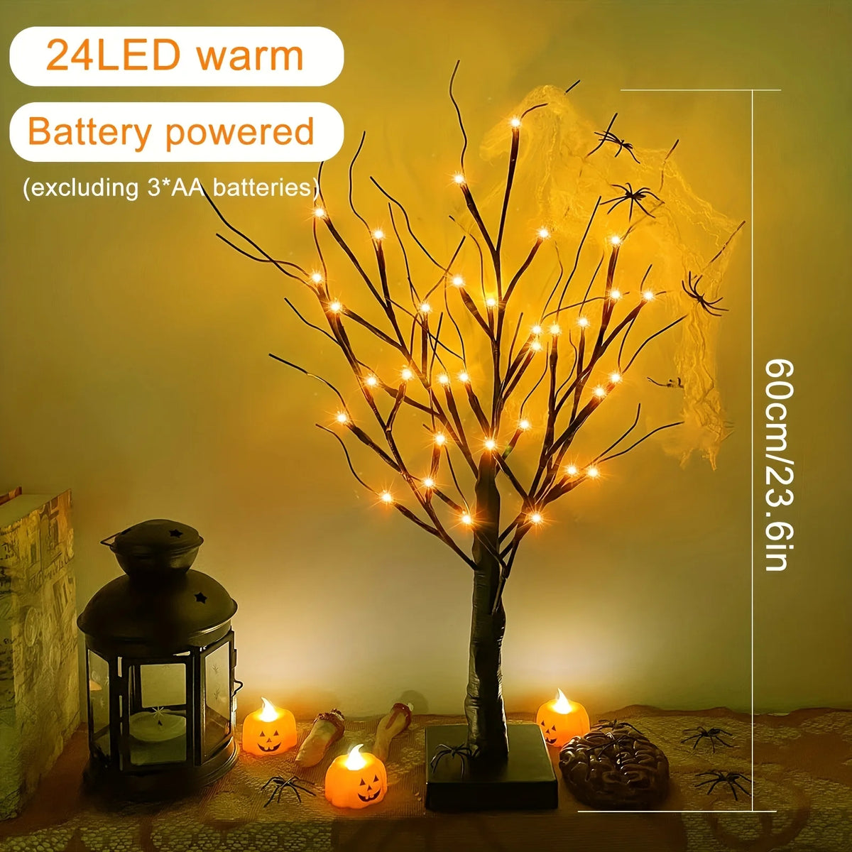 1 Piece of Classic Style LED Lights To Decorate Halloween and Christmas Desktop Trees, Support AA Batteries (Excluding)