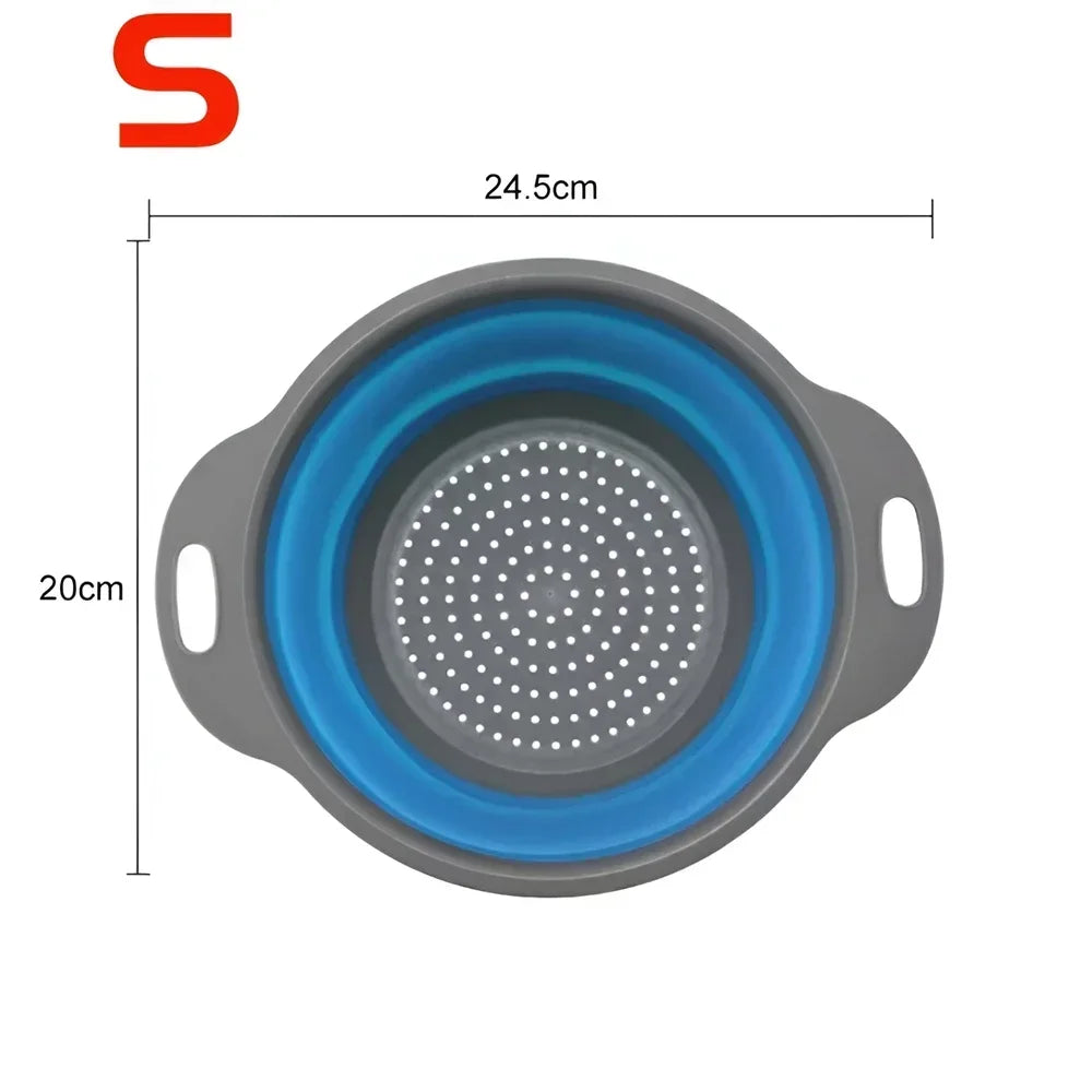 2PCS Silicone Folding Drainer Basket Fruit Vegetable Foldable Colander Kitchen Strainer for Food Pasta Kitchenware Drain Device