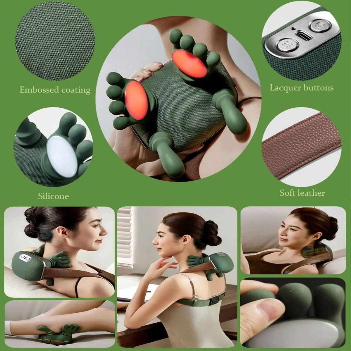 Neck Massager for Pain Relief Deep Tissue with Fingers Bionic Portable Cordless Electric Shiatsu Shoulder Massage with Heat