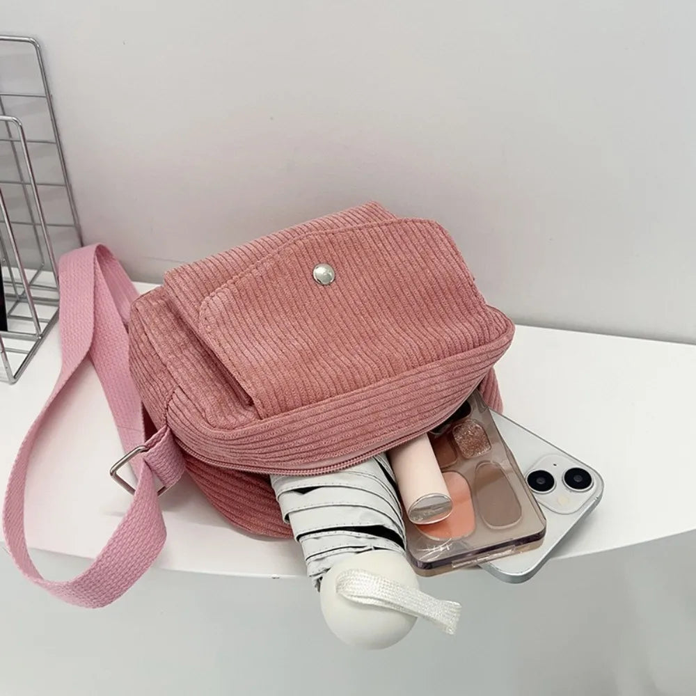 Corduroy Striped Crossbody Bag