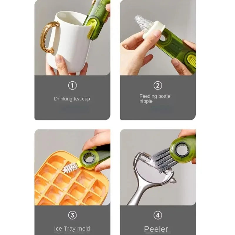 1pcs Lamgool 3 in 1 Bottle Gap Cleaner Brush Multifunctional Brush Cup Crevice Cleaning Tools Mini Silicone Cup-Holder Cleaner