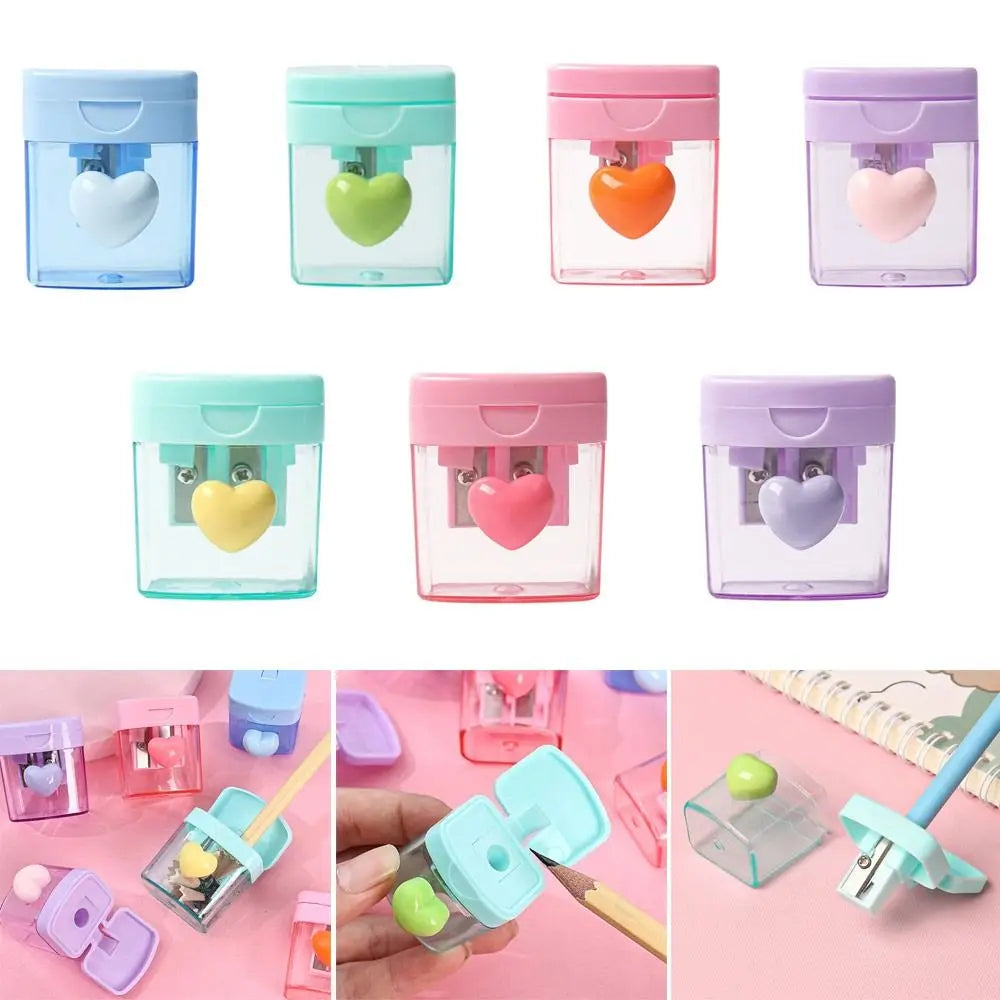 Cartoon Pencil Sharpener Single/Double Hole Pencil Cutter Tool Student Stationery Simple School Office Supplies High Quality
