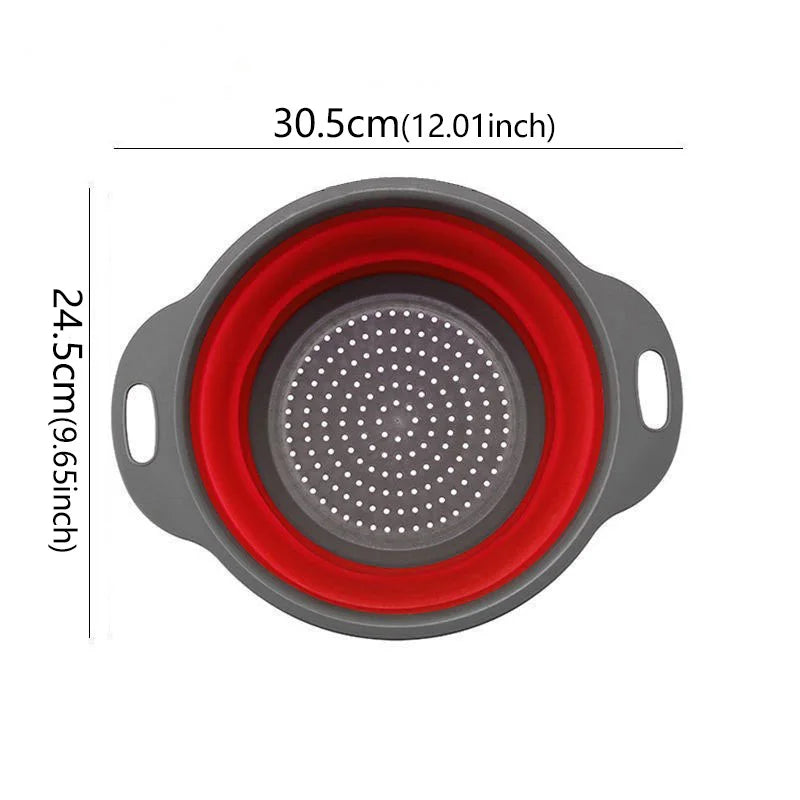 1pcs Round Square Foldable Silicone Colander Fruit Vegetable Washing  Strainer Colander Collapsible Drainer Kitchen Storage Tool