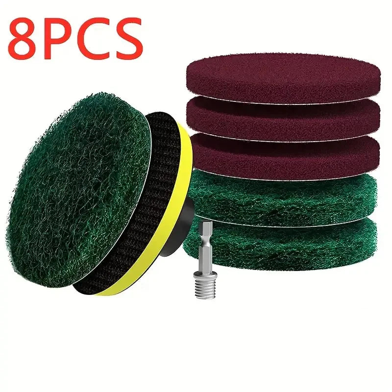 8Pcs 4 Inch Electric Drill Brush Scrub Pads Grout Power Drills Scrubber Cleaning Brush Tub Cleaner Tools Kit Dusty Brush