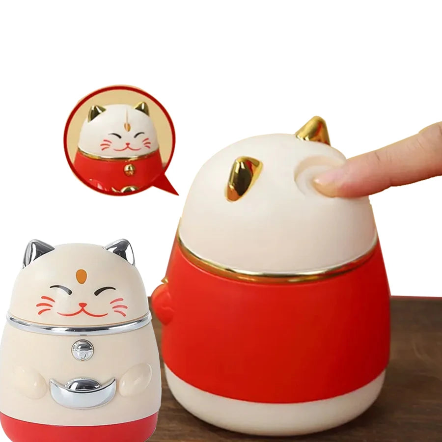 1PC Automatic Pop-Up Toothpick Holder with Cute Cat Decoration Novelty Kitchen Home Storage Box