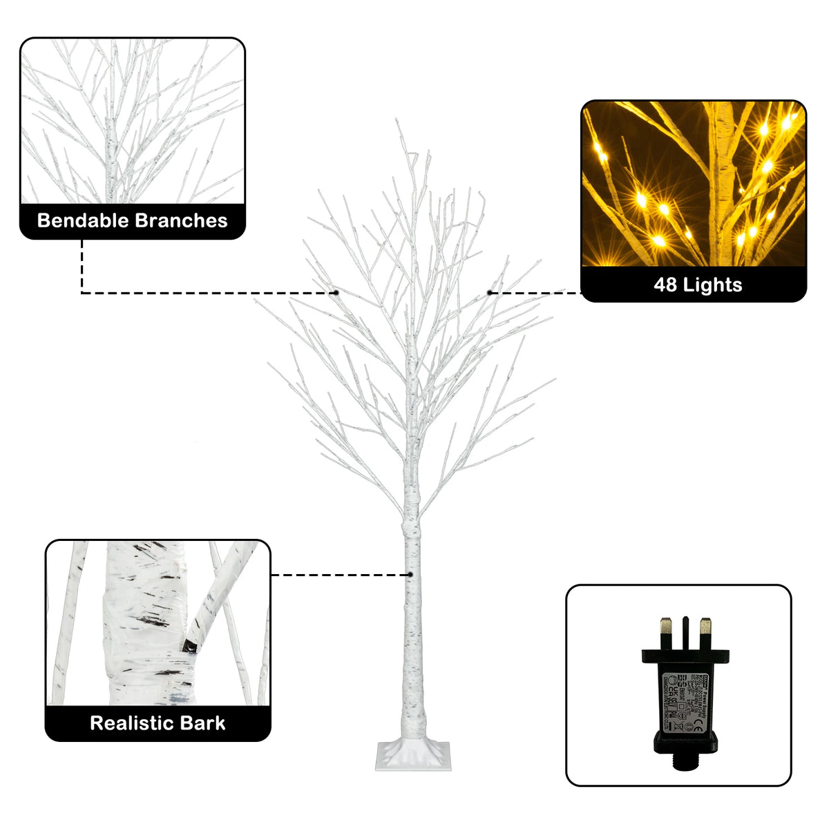4ft Snowflake Christmas Tree – White PVC, Sturdy Metal Base, Space-Saving, Easy Assembly, for Home, Office, Holiday Party Decor – Festive, Durable, Warm Atmosphere