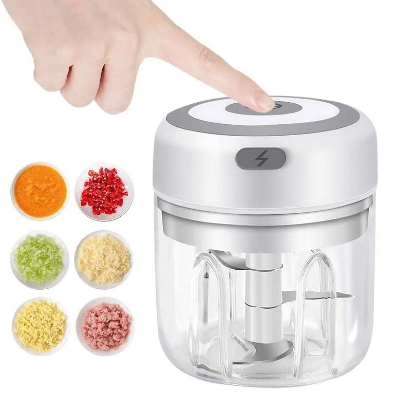 Portable Wireless Electric Mini Food Chopper Bowl Garlic Masher USB Rechargeable Vegetable Meat Grinder Kitchen Blender Gadget