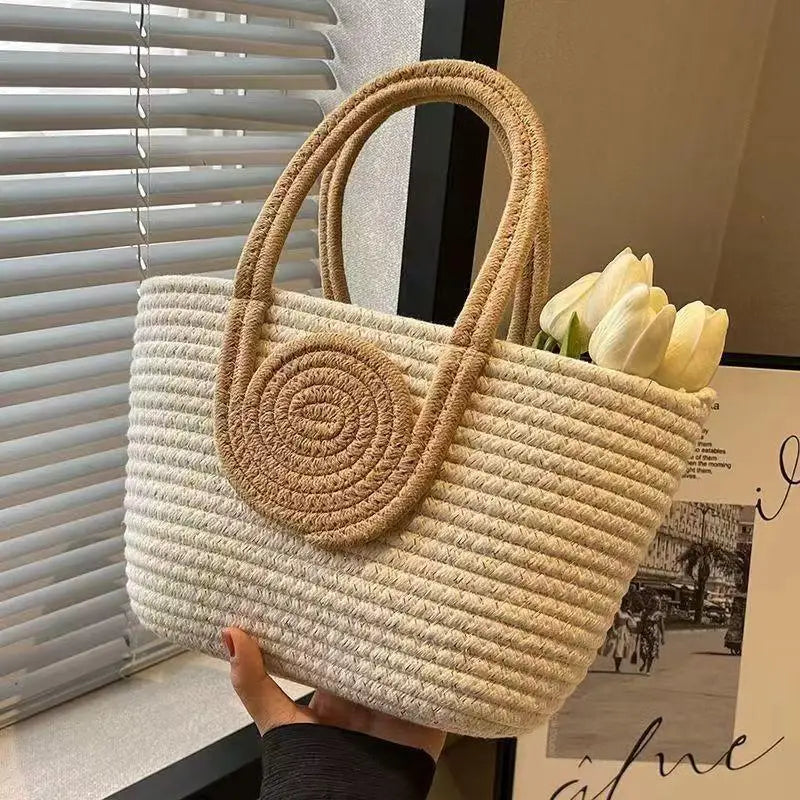Vintage Rattan Beach Tote