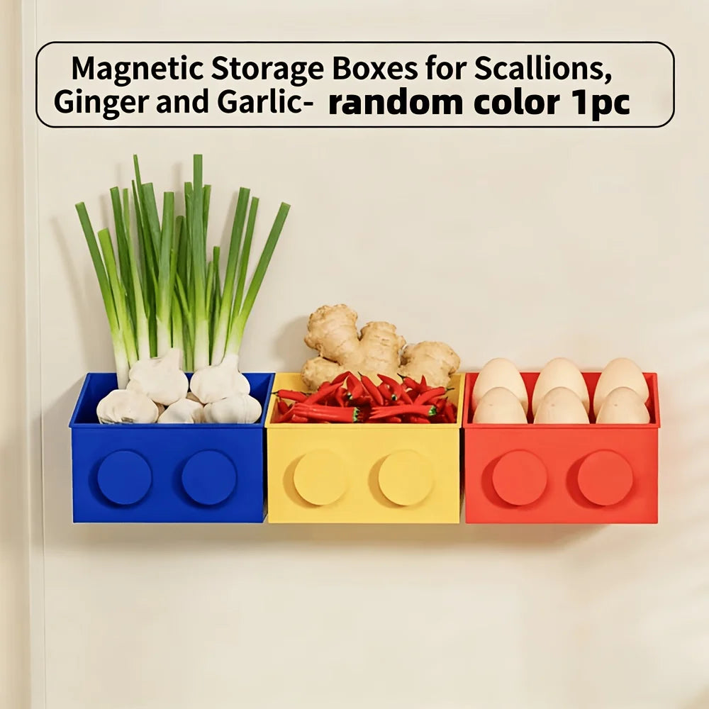 1pc Magnetic Basket Organizer for Fridge -Like ABS Plastic Storage Box, No Drill Design for Kitchen Counter,Holds Up to 3.5Lbs