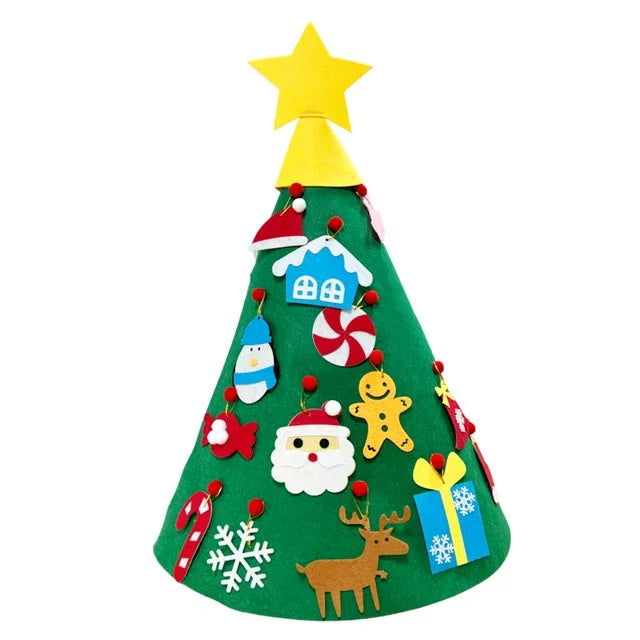DIY Felt Christmas Tree for Toddler Feltpinetree Xmas with String Lights for Kids Montessori Toy Gift Home Decor Party Supplies
