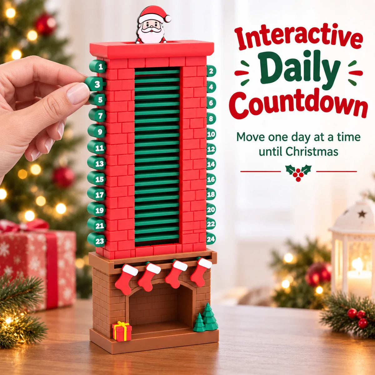 24-Day Christmas Advent Calendar Wooden Santa Claus Chimney Countdown Decor DIY Desktop Ornament Xmas Party Supplies navidad