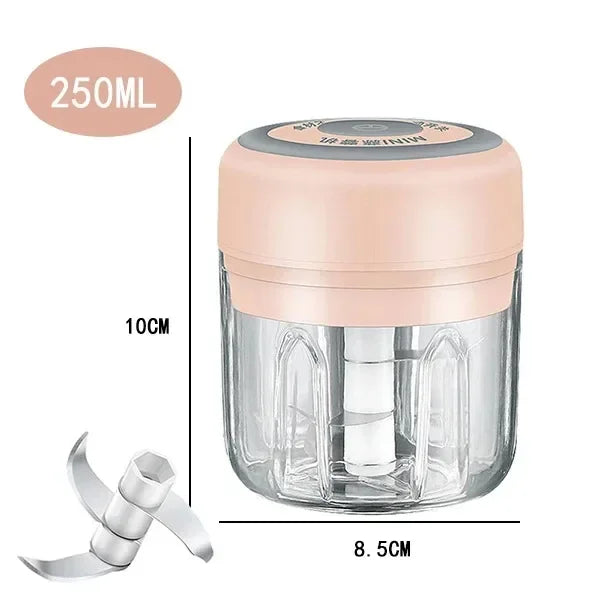 Portable Wireless Electric Mini Food Chopper Bowl Garlic Masher USB Rechargeable Vegetable Meat Grinder Kitchen Blender Gadget