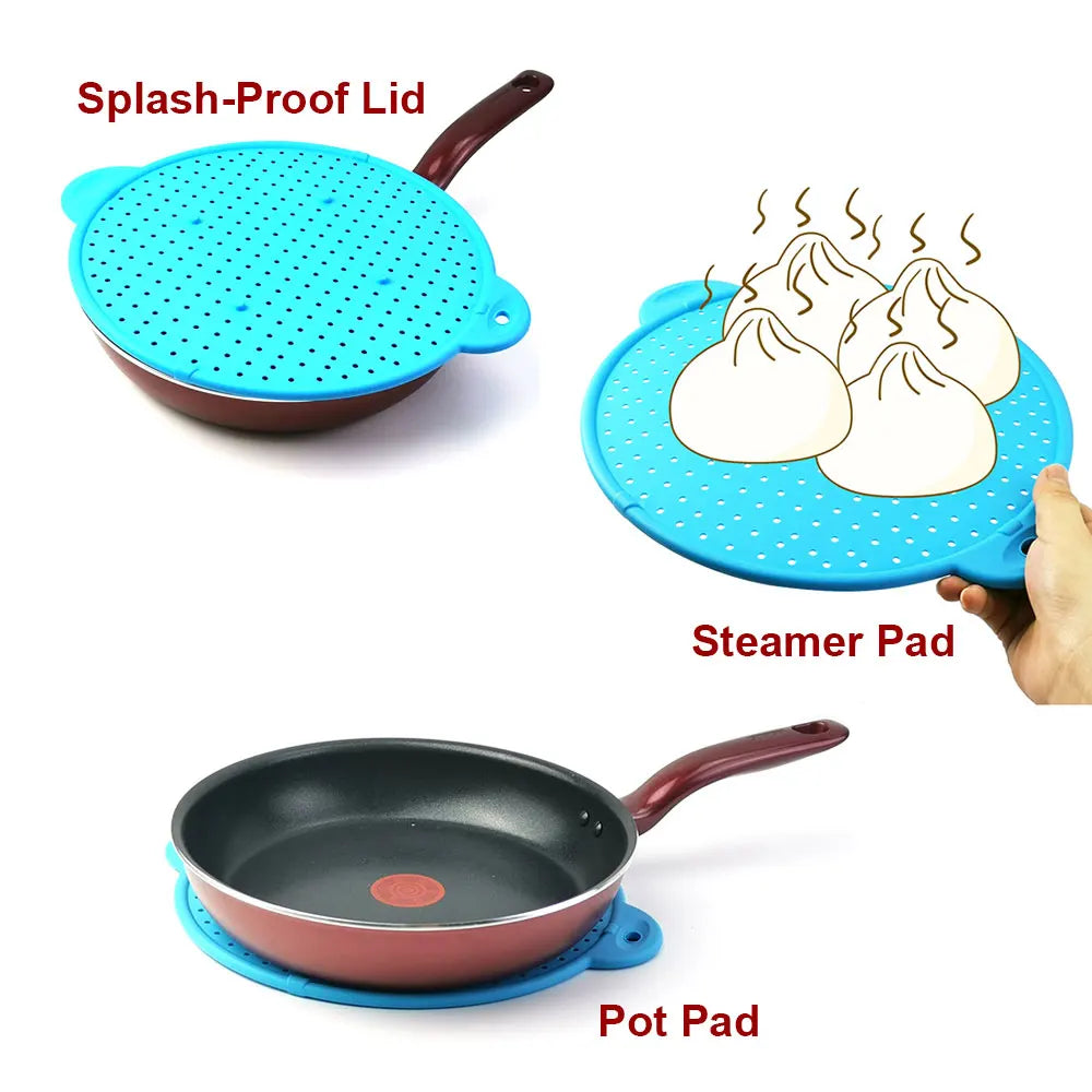 Silicone World Silicone Splash-Proof Net Oil-Proof Splash Cover Pot Pad Steamer Pad Pot Lid Water Filter Strainer Kitchen Tools