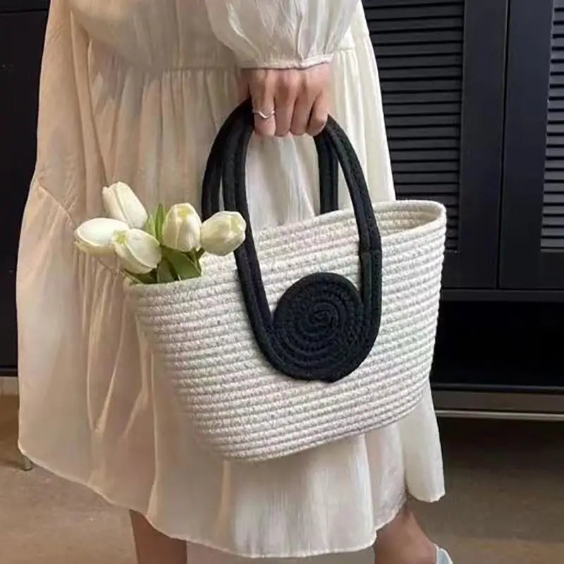 Vintage Rattan Beach Tote