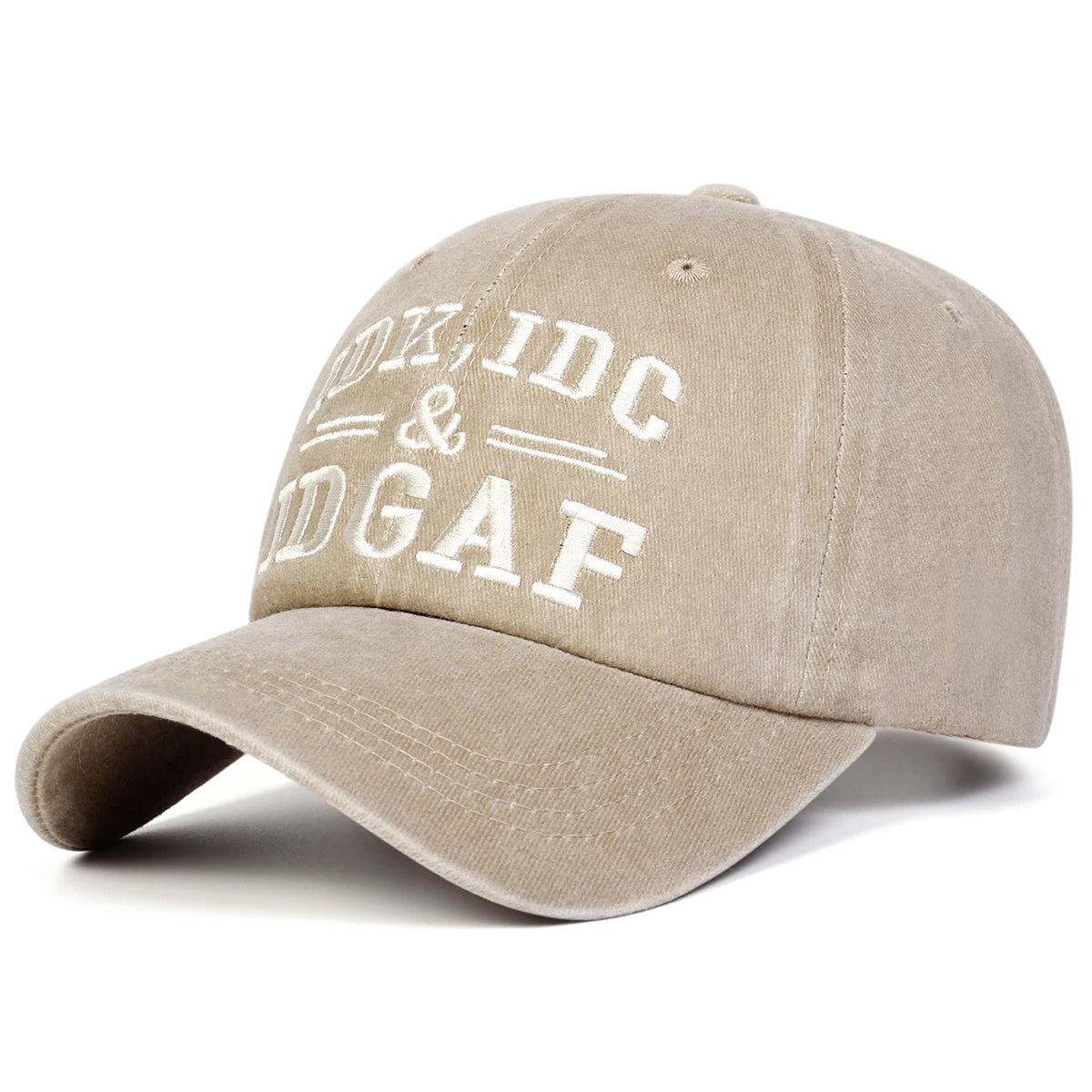 Unisex IDK IDC&IDGAF Letter Embroidery Washed Baseball Cap Spring Autumn Outdoor Adjustable Casual Hat Sunscreen Hat Sports Cap