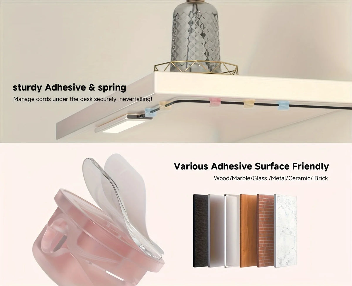 3pcs Solid Color Clear Cable Clip Cable Holder Adhesive Wire Keeper Cord Cable Organizer for Home Office Under Desk Management
