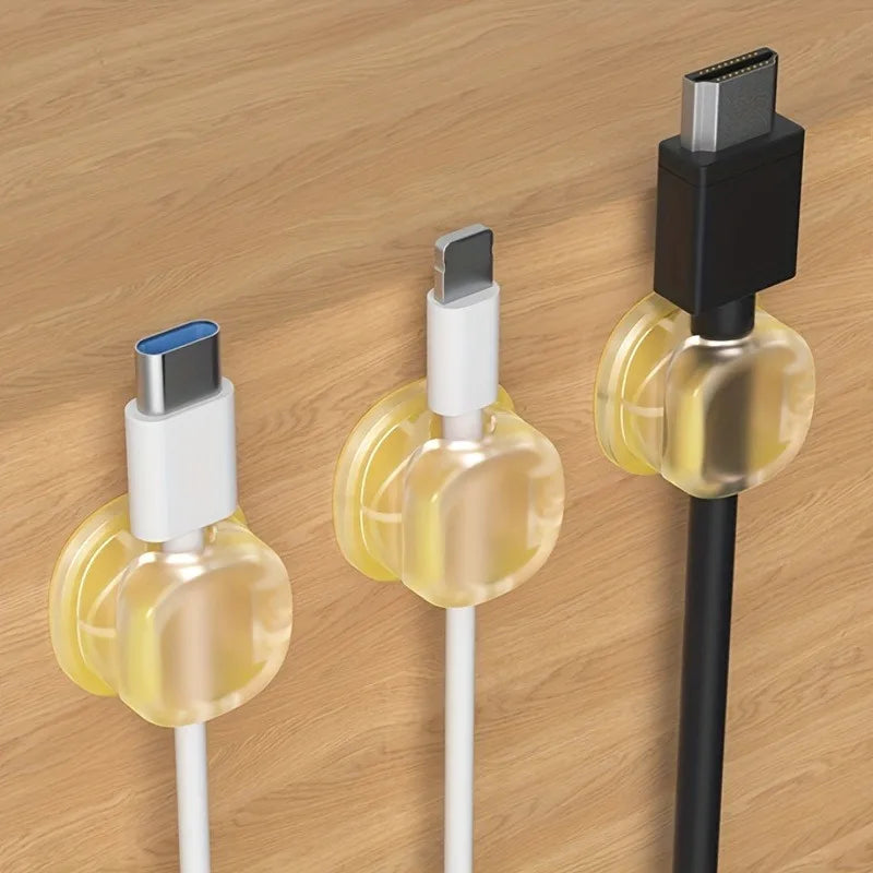 3pcs Solid Color Clear Cable Clip Cable Holder Adhesive Wire Keeper Cord Cable Organizer for Home Office Under Desk Management