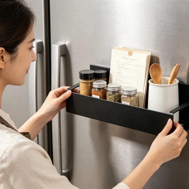 Magnetic Storage Shelf Household Kitchen Refrigerator Washing Machine Side Hanging Storage Rack, Multifunctional Storage