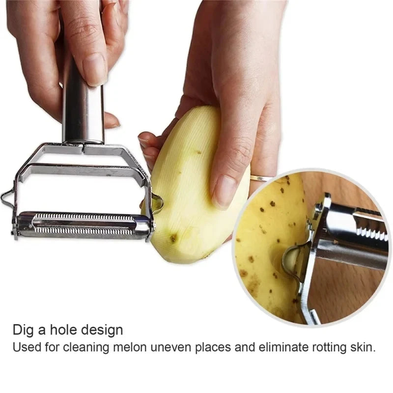 4in1 Peeler Multifunction Grater Julienne Peeler Vegetable Fruit Peeler Stainless Steel Shredder Kitchen Tool For Home Kitchen