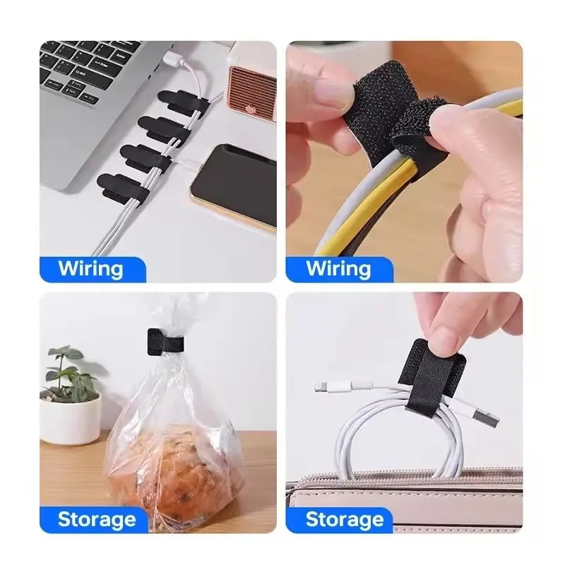Adhesive Cable Clips - No-Residue Flexible Cord Organizers with Strong Adhesion for Desk Wall Home & Office Use - Portable Wire