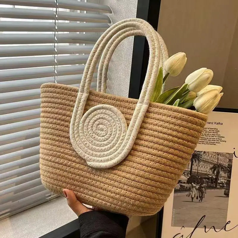 Vintage Rattan Beach Tote