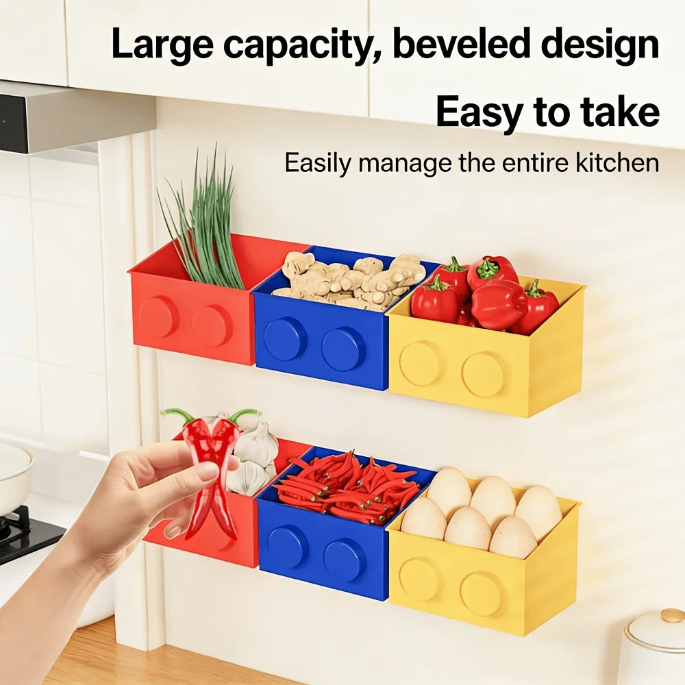 1pc Magnetic Basket Organizer for Fridge -Like ABS Plastic Storage Box, No Drill Design for Kitchen Counter,Holds Up to 3.5Lbs