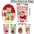 10/20pcs Merry Christmas Gift Bags Santa Elk Resealable Candy Bags with Zippers New Year Party Favor Bags Christmas Decoration