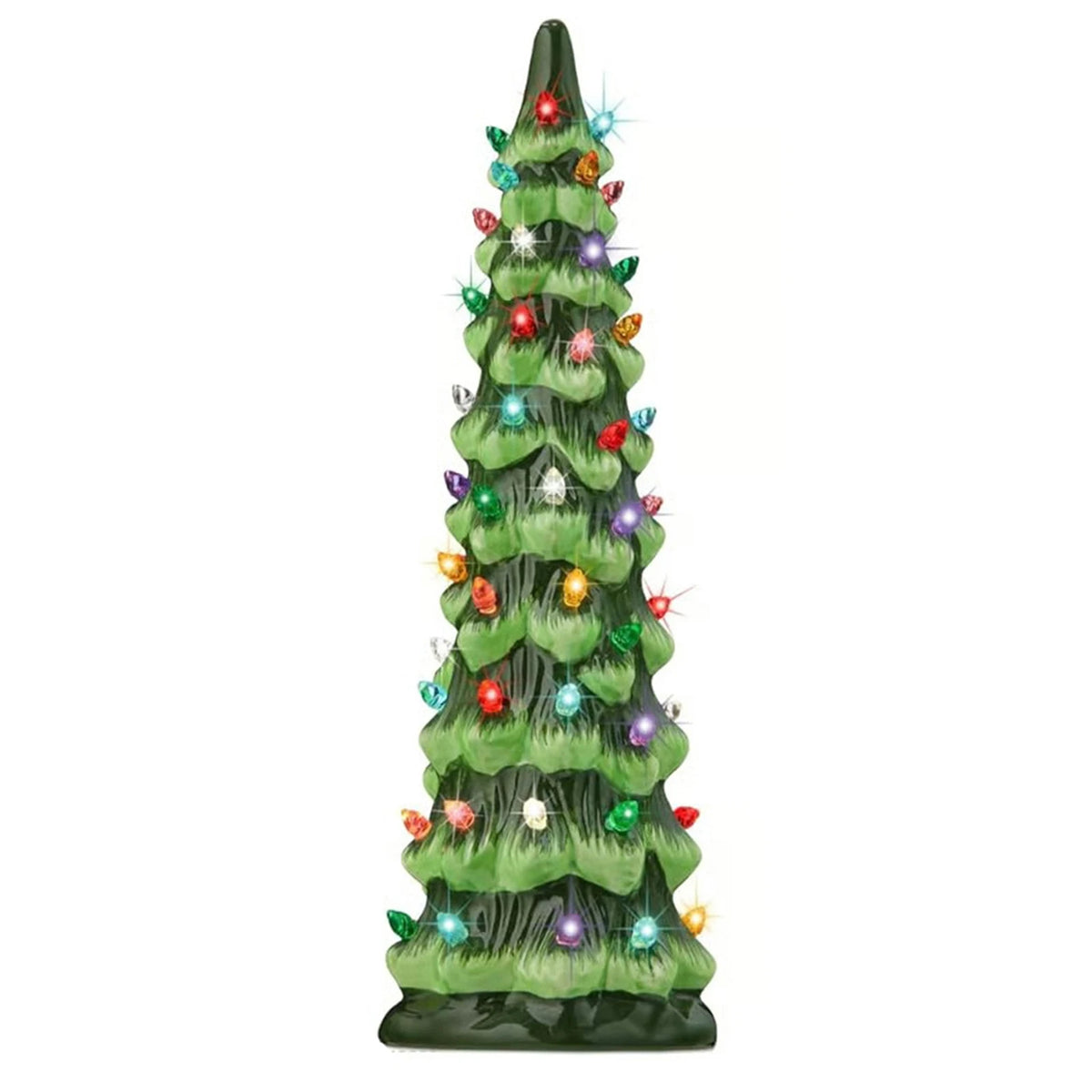 Retro Hand-Painted Tabletop Christmas Trees with LED Lights Resin Colorful LED Mini Christmas Tree for Home Christmas Decoration