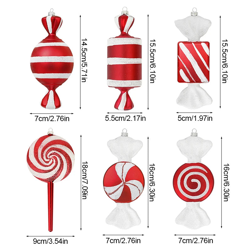 Big Christmas Lollipop Red Candy Cane Pendants Xmas Tree Hanging Ball Ornaments 2024 Christmas Decoration For Home New Year Gift