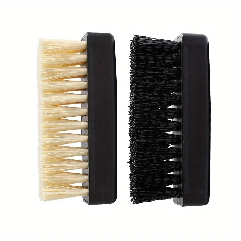 2pcs Dual-Strength Plastic Shoe Brush Set - Soft White Bristles & Firm Black Bristles  Versatile Shoe Care Tool for Home Use