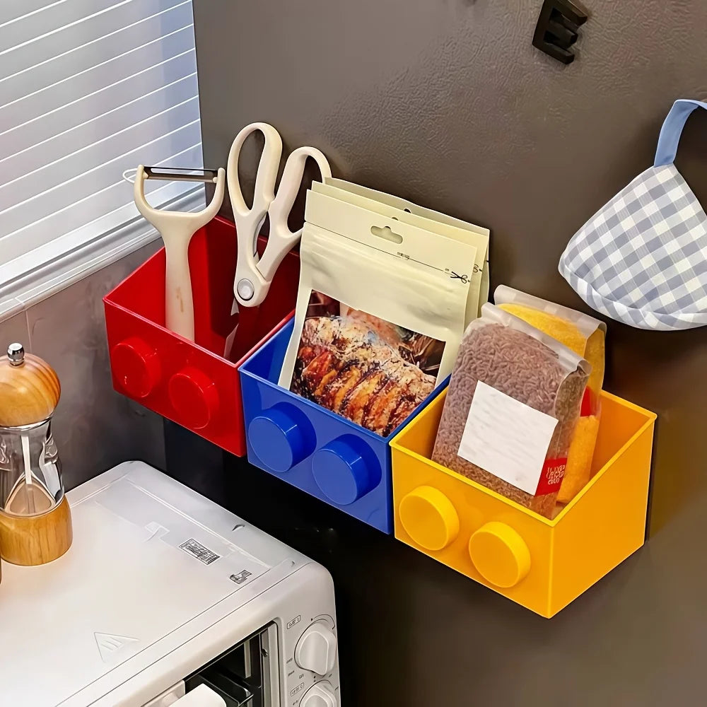 1pc Magnetic Basket Organizer for Fridge -Like ABS Plastic Storage Box, No Drill Design for Kitchen Counter,Holds Up to 3.5Lbs
