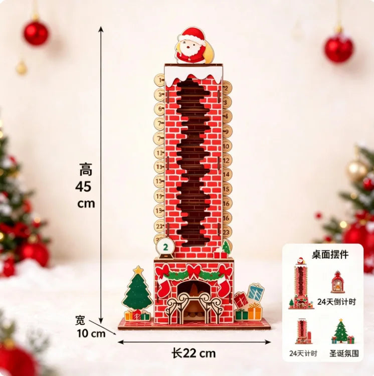 24-Day Christmas Advent Calendar Wooden Santa Claus Chimney Countdown Decor DIY Desktop Ornament Xmas Party Supplies navidad
