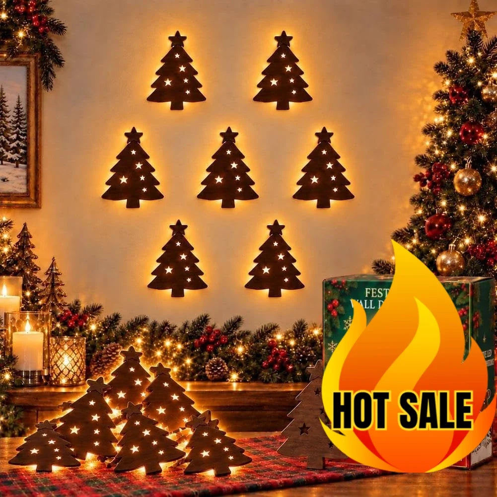 3D Reindeer Glow Santa Sleigh Christmas Wall Decoration Indoor Lighted,LED Light up Glowing Reindeer 3D Wooden Wall Art Stickers