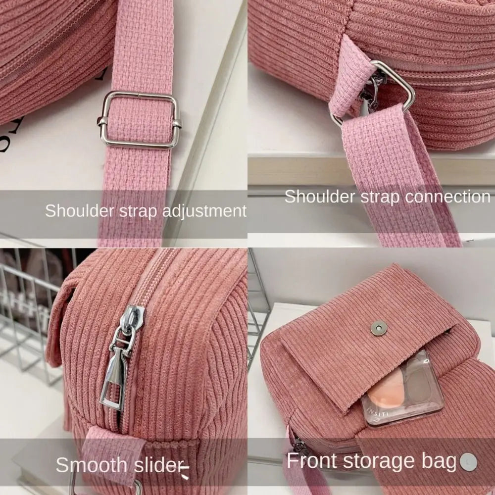 Corduroy Striped Crossbody Bag