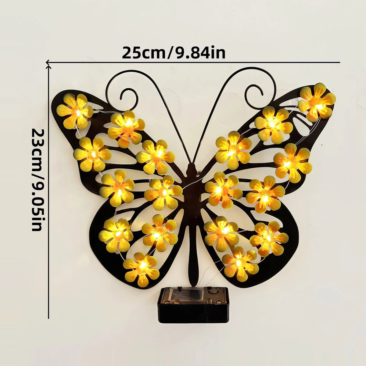 Solar Metal Butterfly Wall Decor IP65 Waterproof Hanging Light Decoration for Garden Patio Porch Yard Women Birthday Gifts