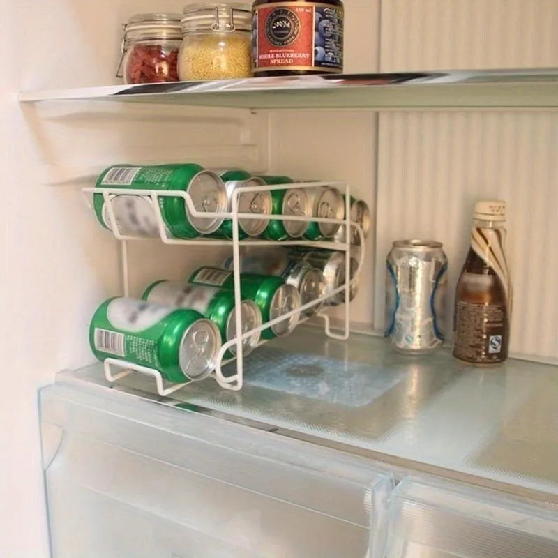 2026 Metal Beverage Beer Rack Storage Organizer Holder Can Tank Kitchen Finishing Refrigerator Fridge Pantry Space Saver Tools