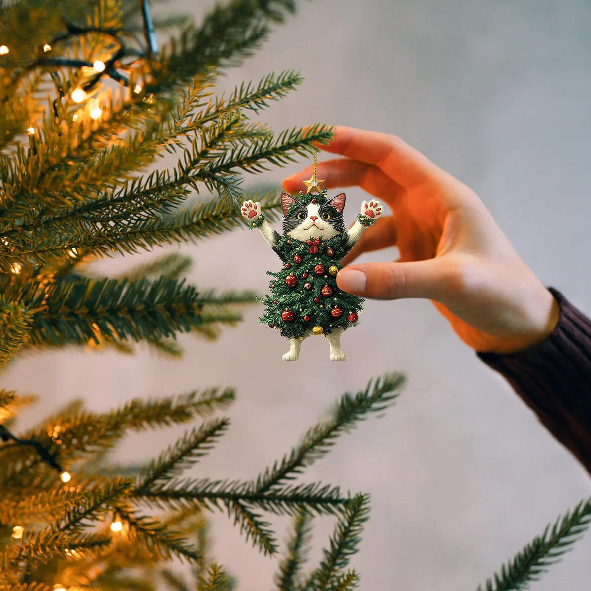 Christmas Tree Cat Bag Pendant, Car Rearview Mirror Backpack Hanging Ornament, Cute Christmas Decoration Accessory For Holiday Gift Giving