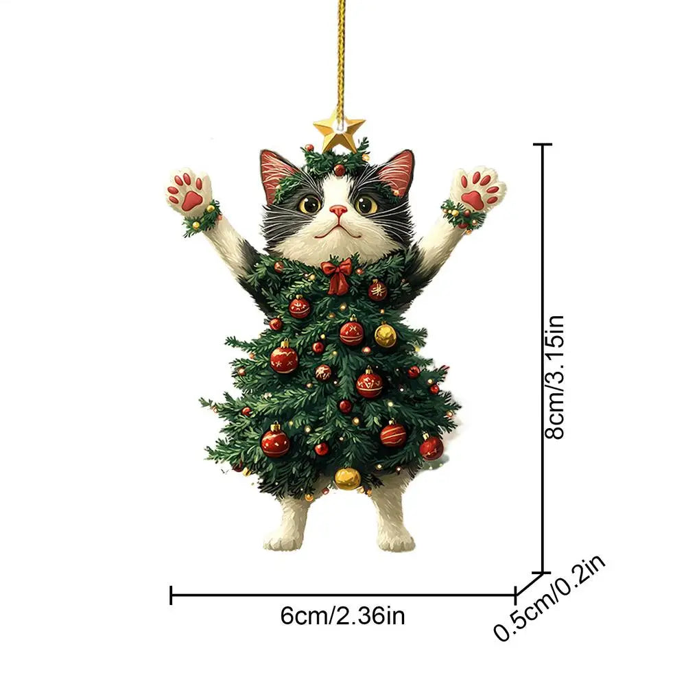Christmas Tree Cat Bag Pendant, Car Rearview Mirror Backpack Hanging Ornament, Cute Christmas Decoration Accessory For Holiday Gift Giving