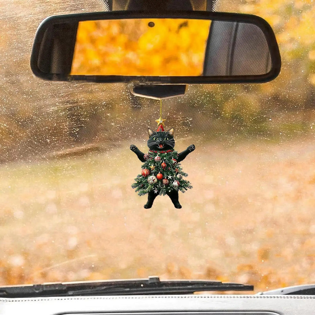 Christmas Tree Cat Bag Pendant, Car Rearview Mirror Backpack Hanging Ornament, Cute Christmas Decoration Accessory For Holiday Gift Giving